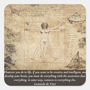 Any Colour/Text Vitruvian Man Leonardo da Vinci Ar Square Sticker