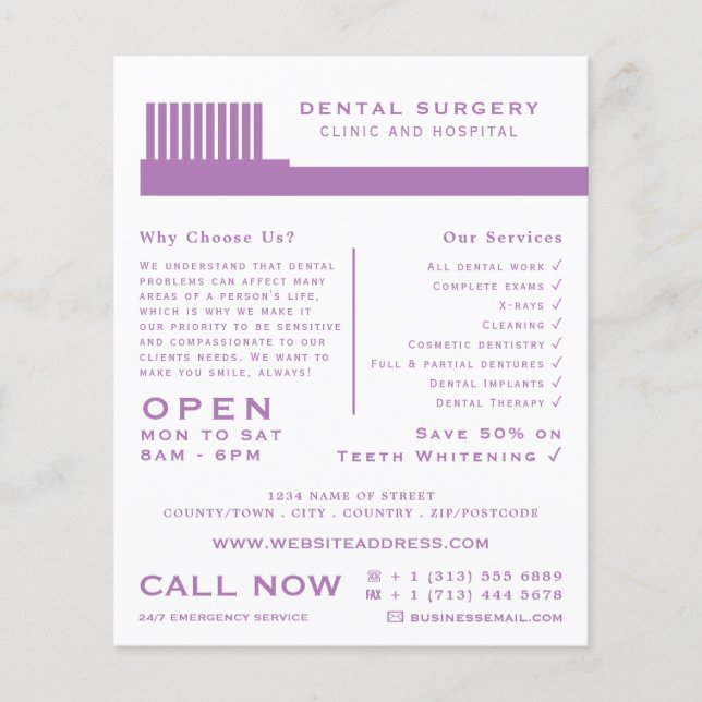 Any Colour Toothbrush, Dentistry, Dentist Advert Flyer (Front)