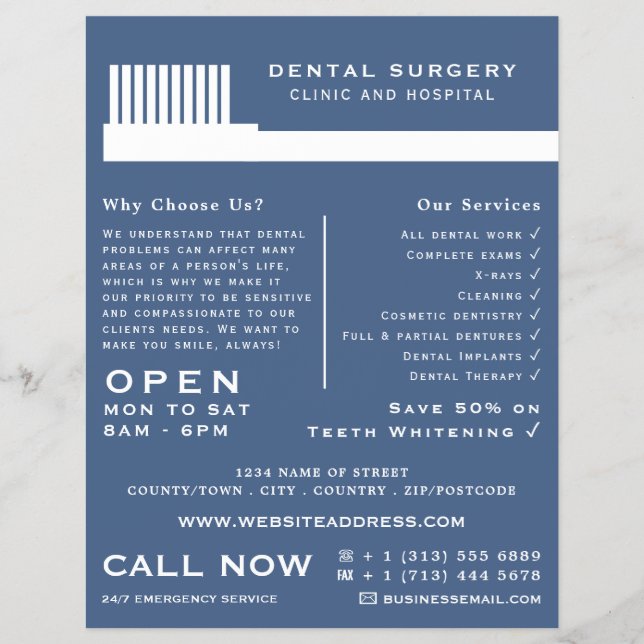 Any Colour Toothbrush, Dentistry, Dentist Advert Flyer (Front)