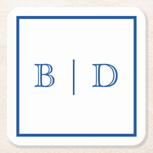 Any Colour - Two Letter Monogram Paper Coasters