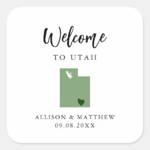 Any Colour Utah Wedding Welcome Bag Square Sticker