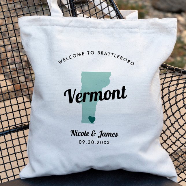 Any Colour Vermont Map Wedding Welcome Bag, Tote Bag (Creator Uploaded)