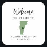 Any Colour Vermont Wedding Welcome Bag Square Sticker<br><div class="desc">Wedding weekend welcome sticker for guests to your wedding, featuring image of Vermont. You may edit the colours for any part of this design, as well as move the heart to the location of your wedding. To change colours, click personalise and then "edit using the design tool." Select the element...</div>