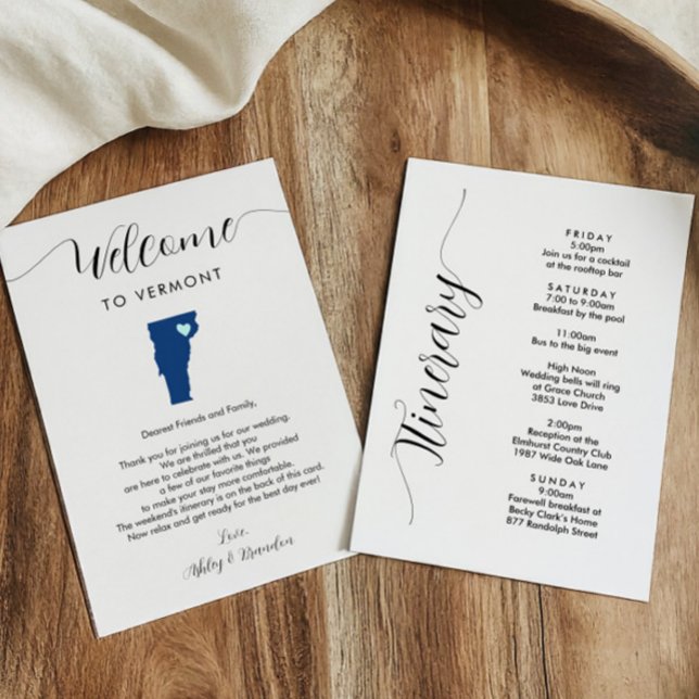 Any Colour Vermont Wedding Welcome Itinerary (Creator Uploaded)