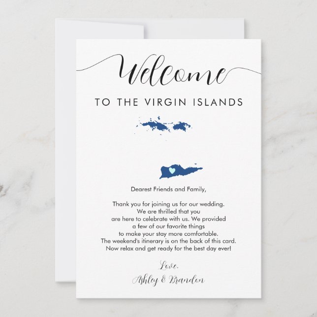 Any Colour Virgin Islands Wedding Welcome Itinerar (Front)