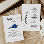 Any Colour Virginia Wedding Welcome Itinerary<br><div class="desc">This modern and elegant card is the perfect addition to your hotel welcome bags. Enter the main events and a customised note to help your guests navigate the weekend. The size allows you to enter all the information you need. Everything in this card is editable. To change colours or move...</div>