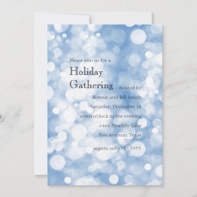 Any Colour w/ Sparkly Bokeh Lights Holiday Party Invitation (Front)