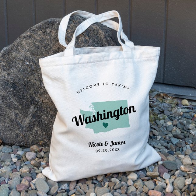 Any Colour Washington State Map Wedding Welcome Ba Tote Bag (Creator Uploaded)