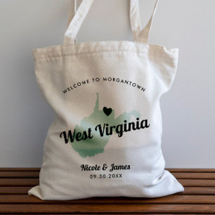 Any Colour West Virginia Map Wedding Welcome Bag, Tote Bag