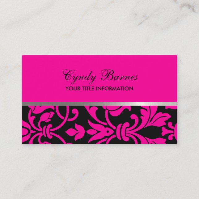 Any Colour with Black Damask Business Card (Front)