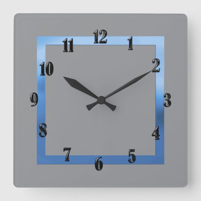 Any Colour with Blue Border Square Wall Clock (Front)