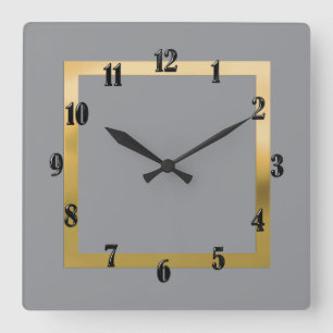 Any Colour with Gold Border Square Wall Clock