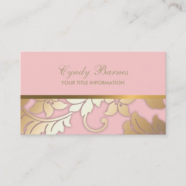 Any Colour with Gold Damask Business Card (Front)