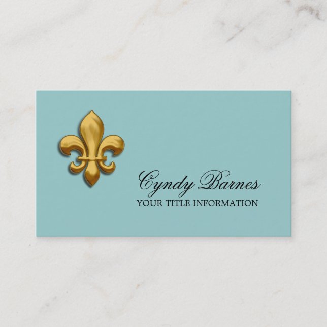 Any Colour with Gold Fleur de Lis Business Card (Front)