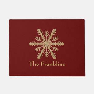 Any Colour with Gold Glitter Snowflake Doormat