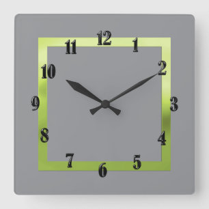 Any Colour with Green Border Square Wall Clock
