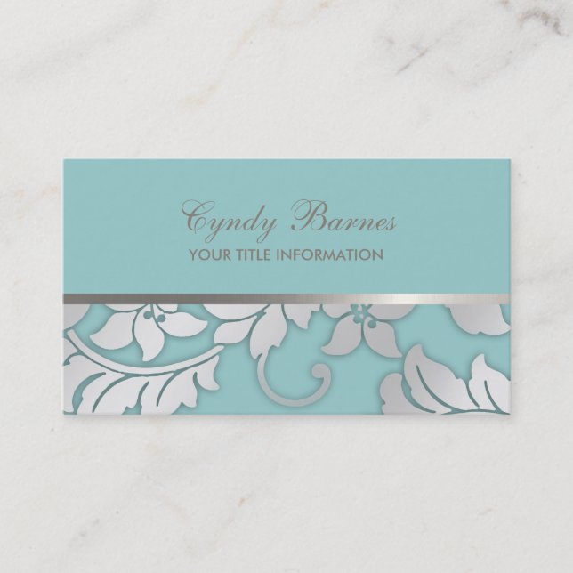 Any Colour with Grey Damask Business Card (Front)