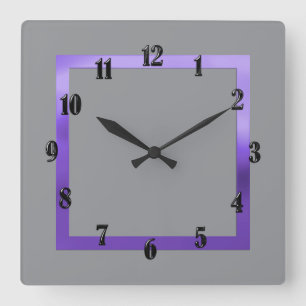 Any Colour with Purple Border Square Wall Clock