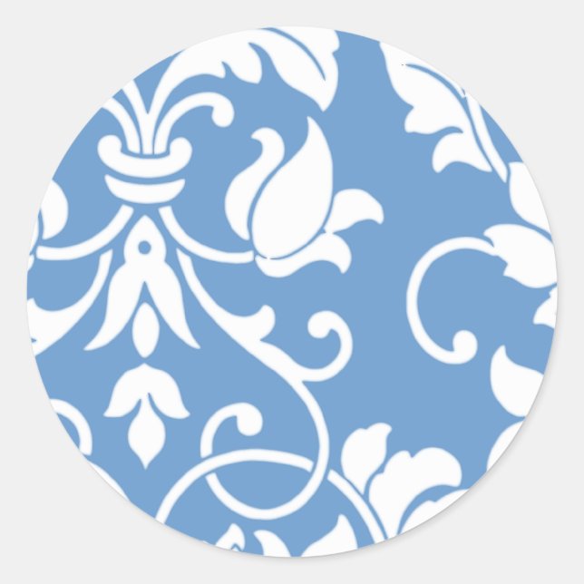 Any Colour with White Damask Classic Round Sticker (Front)