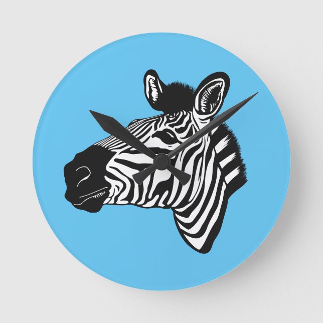 Any Colour Zebra Round Clock (Front)