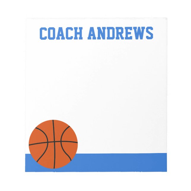 Any Colours Basketball Personalised Notepad (Front)