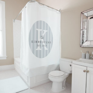 Any Colours Custom Striped Circle Family Monogram Shower Curtain