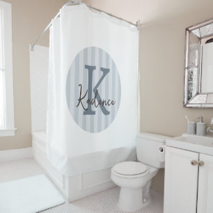 Any Colours Custom Striped Circle Monogram Shower Curtain