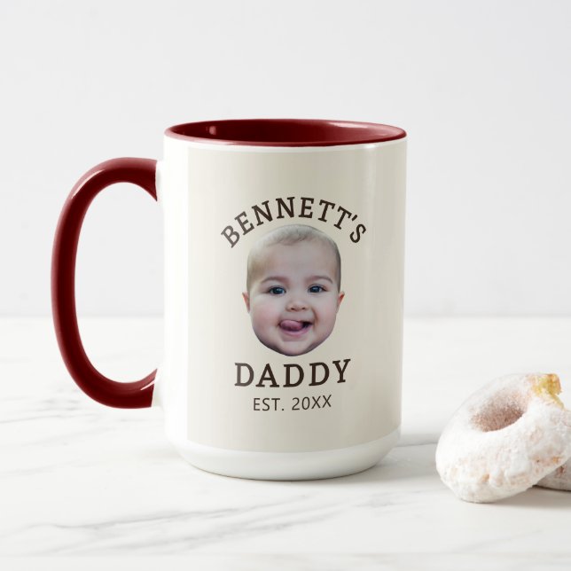 Any Colours Cute Vintage Custom Face Dad Mug (With Donut)