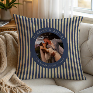 Any Colours Married and Bright Photo Christmas Cushion