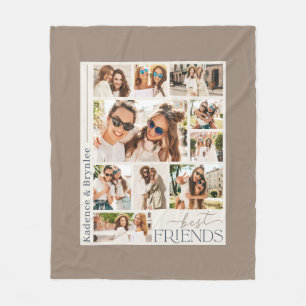 Any Colours Modern 10 Photo Collage Best Friends Fleece Blanket