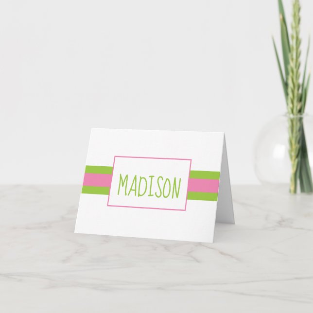 Any Colours Ribbon Stripes Personalised Note Cards (Front)