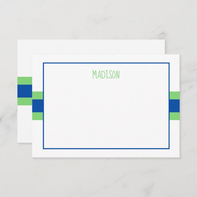 Any Colours Ribbon Stripes Personalised Note Cards (Front/Back)