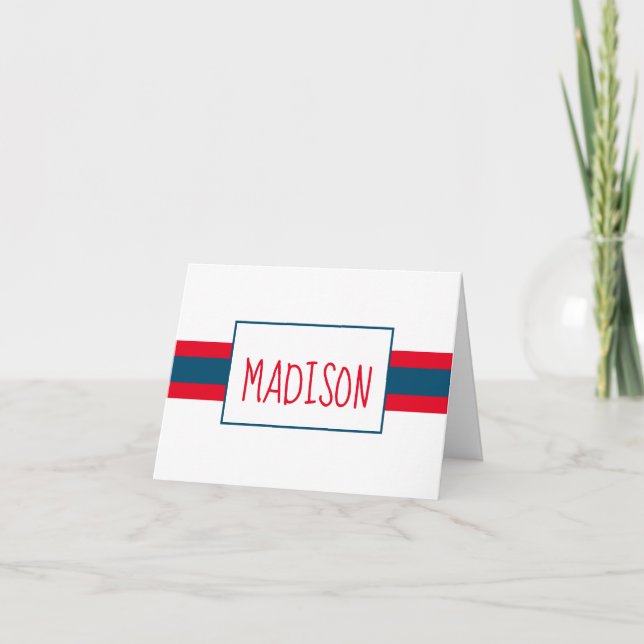 Any Colours Ribbon Stripes Personalised Note Cards (Front)