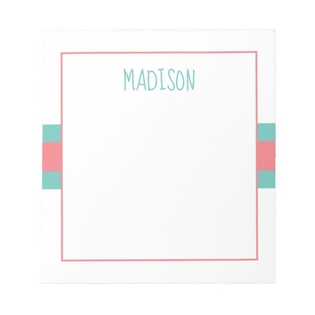 Any Colours - Ribbon Stripes Personalised Notepad (Front)