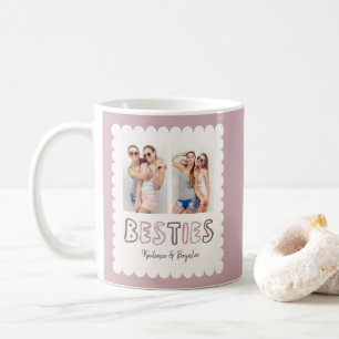 Any Colours Scalloped Custom 2 Photo Besties Coffee Mug