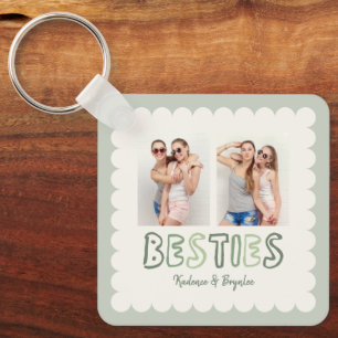 Any Colours Scalloped Custom 2 Photo Besties Key Ring