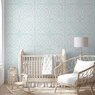 Any Custom Colour Blue Pastel Celtic Knot Pattern Wallpaper