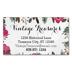 Any Custom Colour Floral Pattern Magnetic Business Card