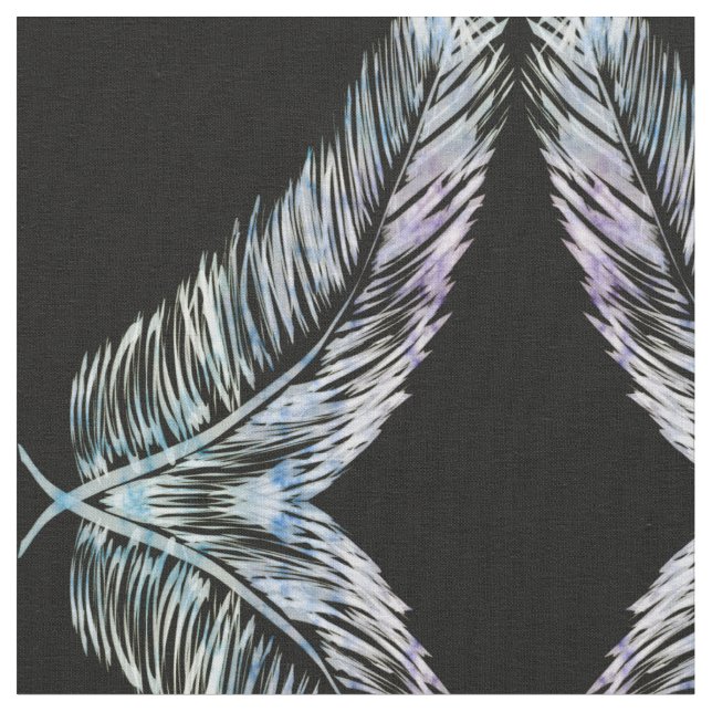 Any Custom Colour Pastel on Black Feather Pattern Fabric (Close Up)