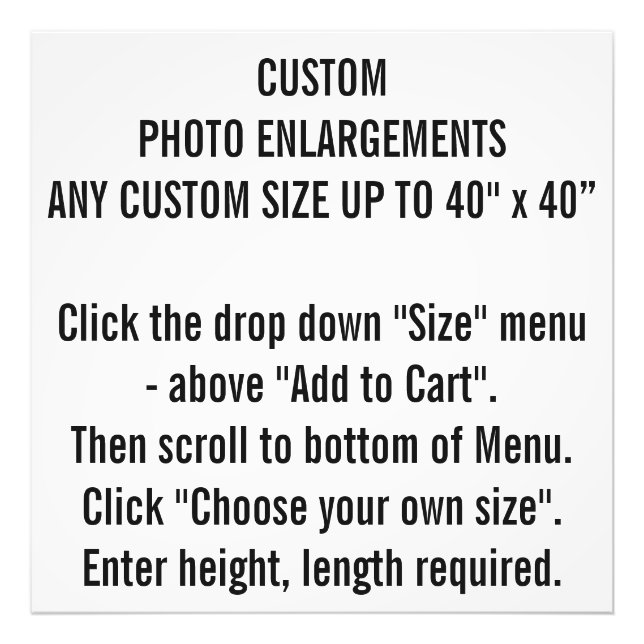 Any Custom Size Photo Print Enlargements (Front)