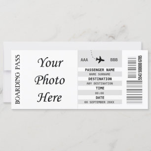 ANY destination boarding pass weekend getaway DIY Invitation