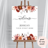 Any Event, Burgundy and Blush Floral Welcome Sign