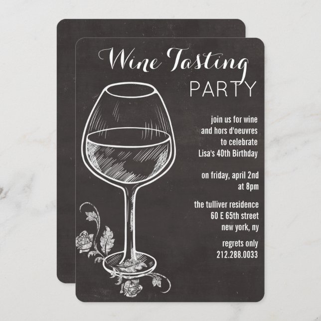 ANY EVENT - Chalk Wine Glass Invitation (Front/Back)
