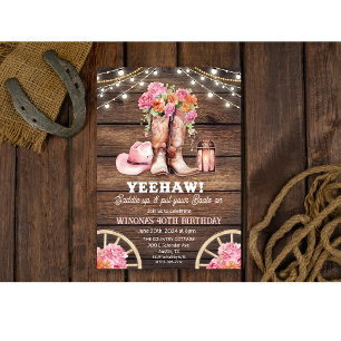 ANY EVENT - Cowgirl Boot Floral Western Invitation