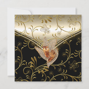 Any Event Elegant Damask Caramel Cream Beige Gold Invitation