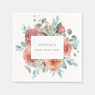 Any Event, Elegant Ethereal Blush Peach Floral Napkin