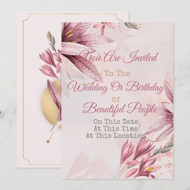 Any Event Floral Invitation (Front/Back)