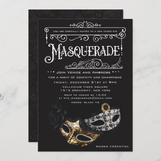 ANY EVENT - Masquerade Party Invitation (Front/Back)