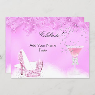 Any Event Pink Margarita High Heels Party Invitation