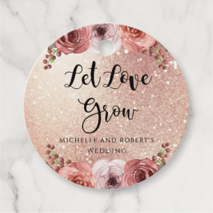 Any event Rose Gold Blush Floral let Love Grow Favour Tags